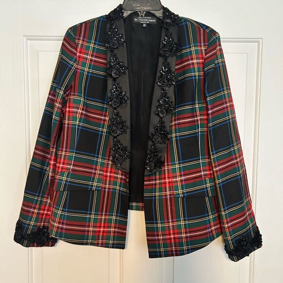 The J. Peterman Company Tartan Plaid embellished Tuxedo
Blazer Women's Size 12 - Picture 1 of 9